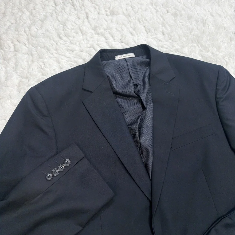 VINCI Sport Coat Blazer Mens 42R Navy Blue 2 Button Formal Wedding Office New!